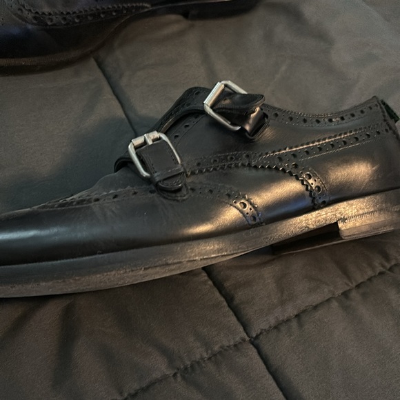 🖤 GUCCI 🖤 🇮🇹 Authentic Double Monk Strap Brogue Black Leather Shoe Men 8.5 9 - Picture 5 of 15